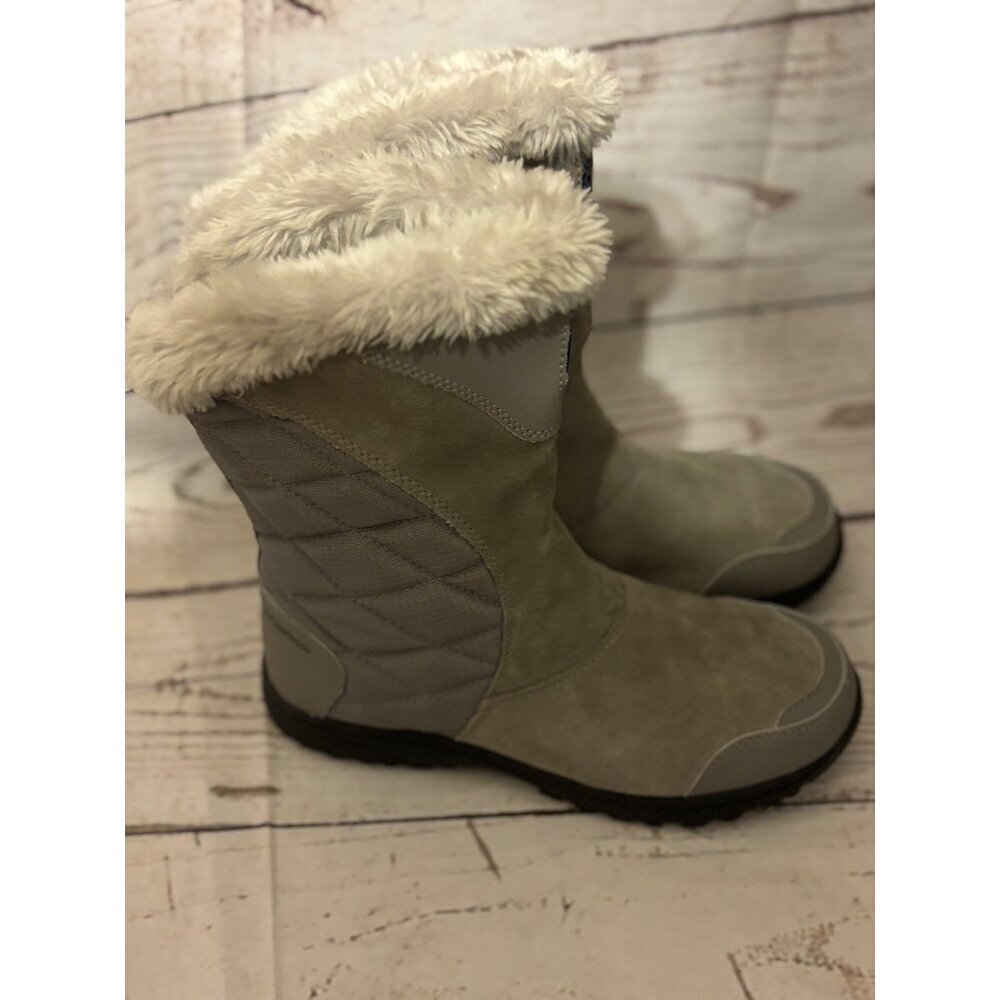 Columbia Gray Suede Fur Top Winter Warm Snow Boots Women’s Size 6 - Picture 4 of 12